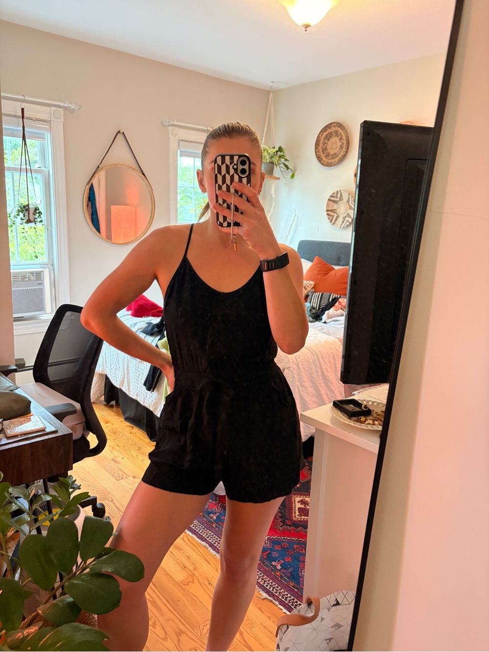 Vintage Aritzia Black 100% silk Spaghetti-Strap Romper